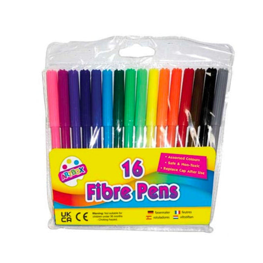 16 Fibre Colouring Pens Set - PoundToys