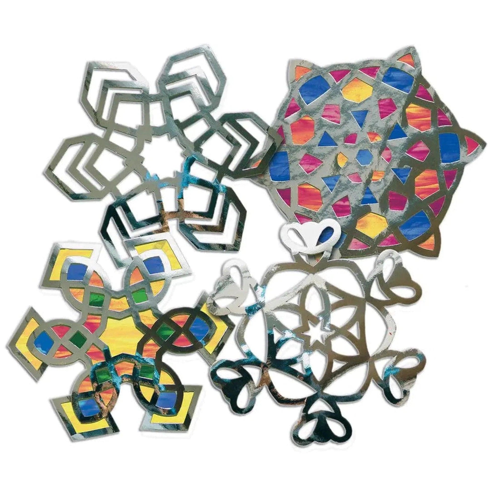 24 Pack Snowflake Stained Glass Frames - PoundToys