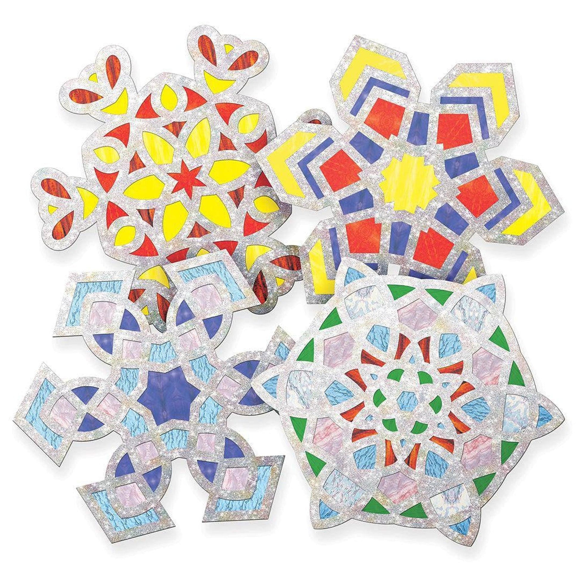 24 Pack Snowflake Stained Glass Frames - PoundToys