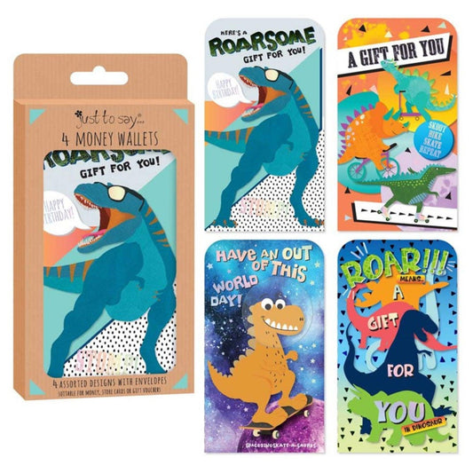 4 Dinosaur Themed Money Wallets - PoundToys