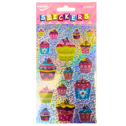 4 Pack Cupcake Holographic Stickers - PoundToys