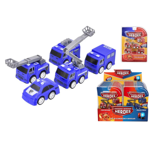 5 Piece Pull Back Emergency Vehicles - PoundToys