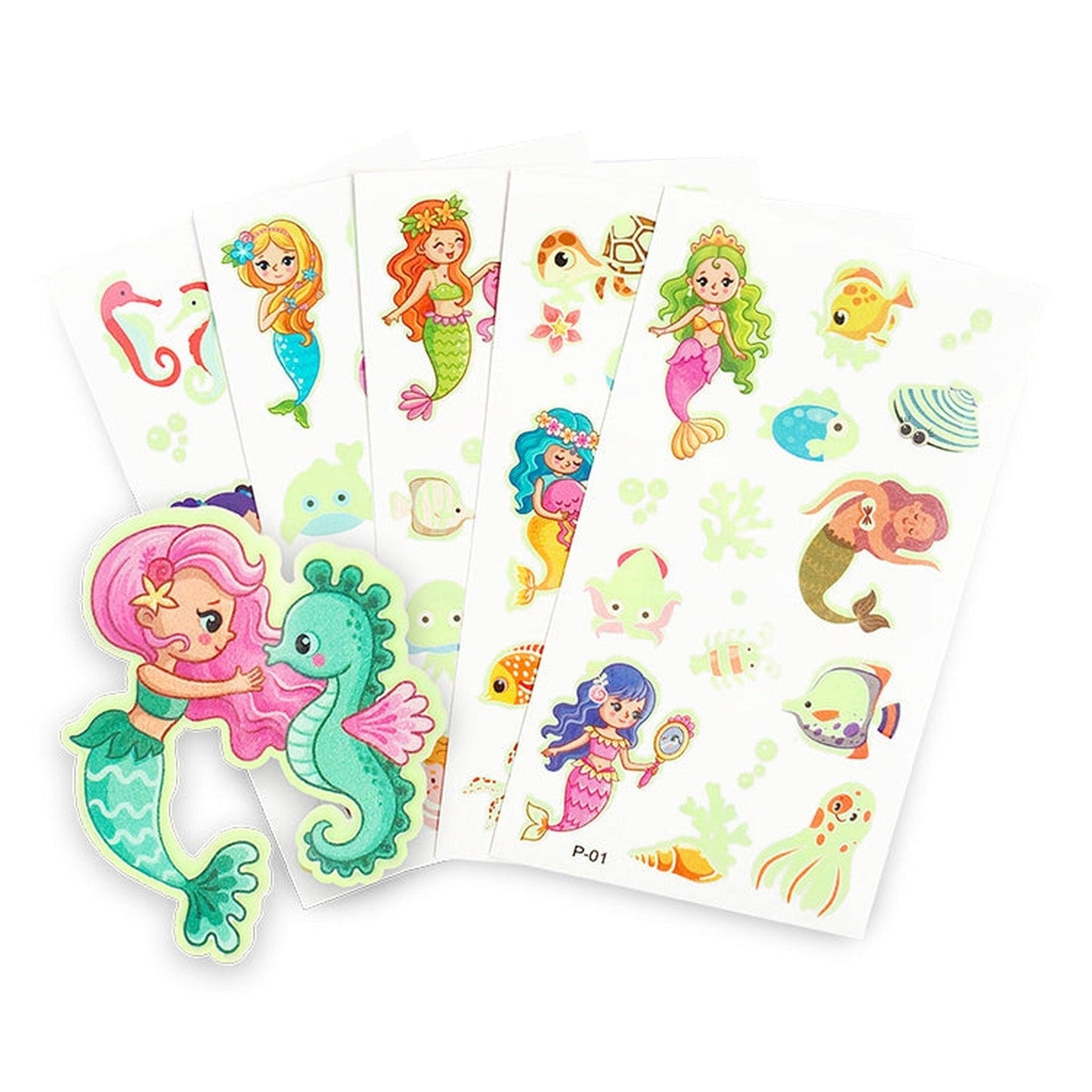 5 x Pack Glow In The Dark Mermaid Tattoos - PoundToys