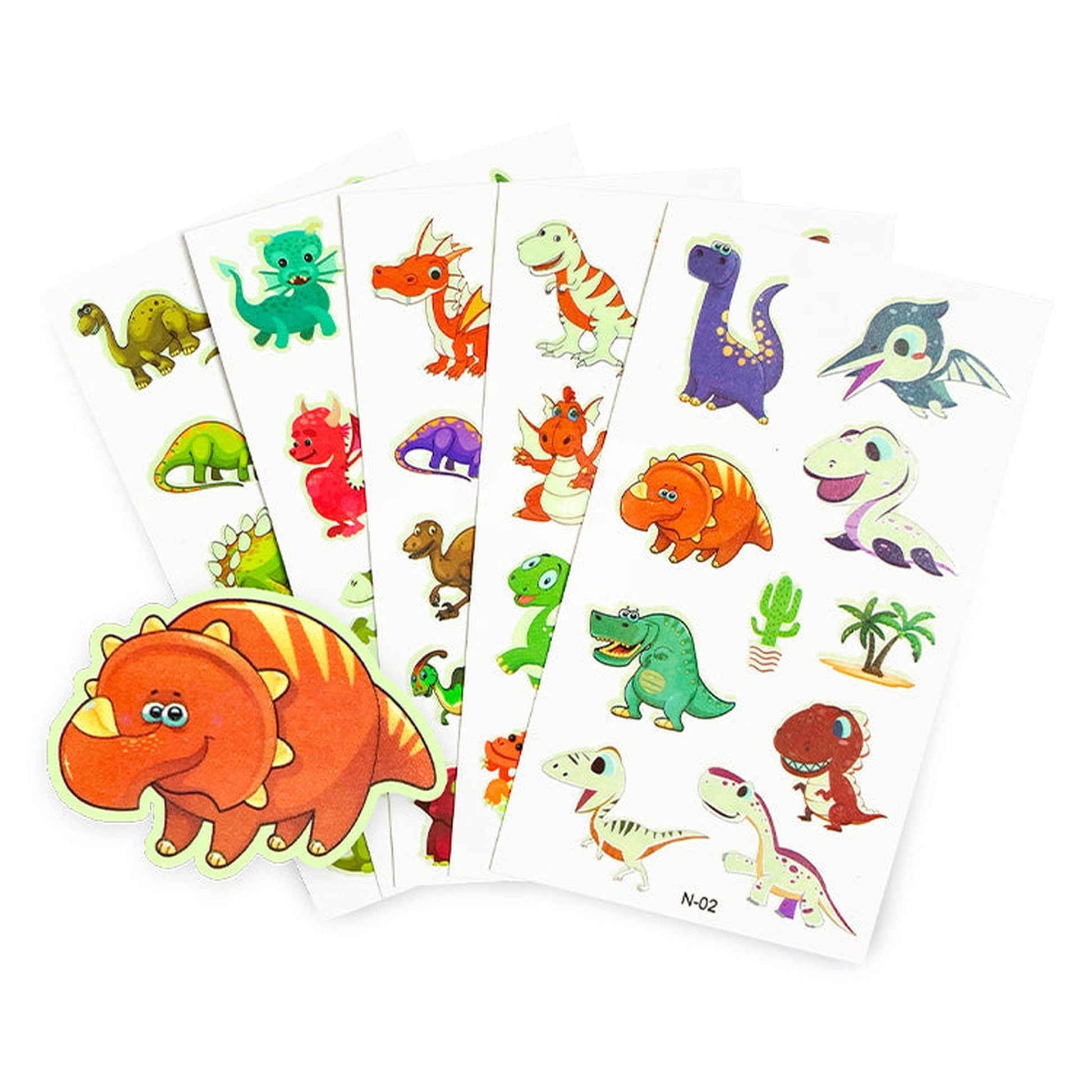 5 x Packs Dinosaur Glow In The Dark Tattoo Sheets - PoundToys