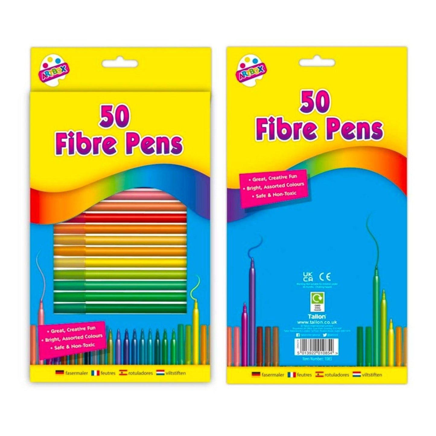 50 Fibre Colouring Pens Set - PoundToys