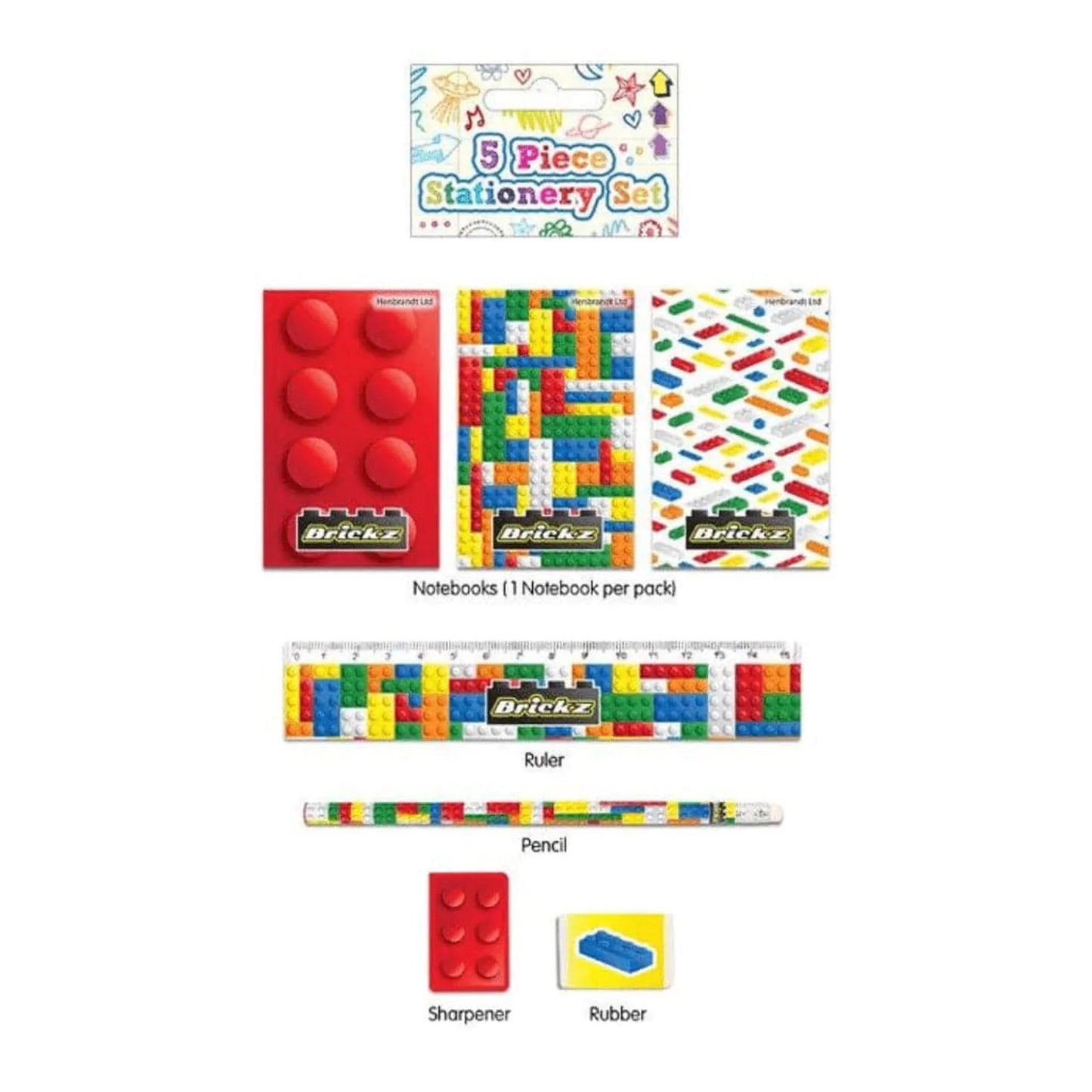 5pc Brickz Stationery Set - PoundToys