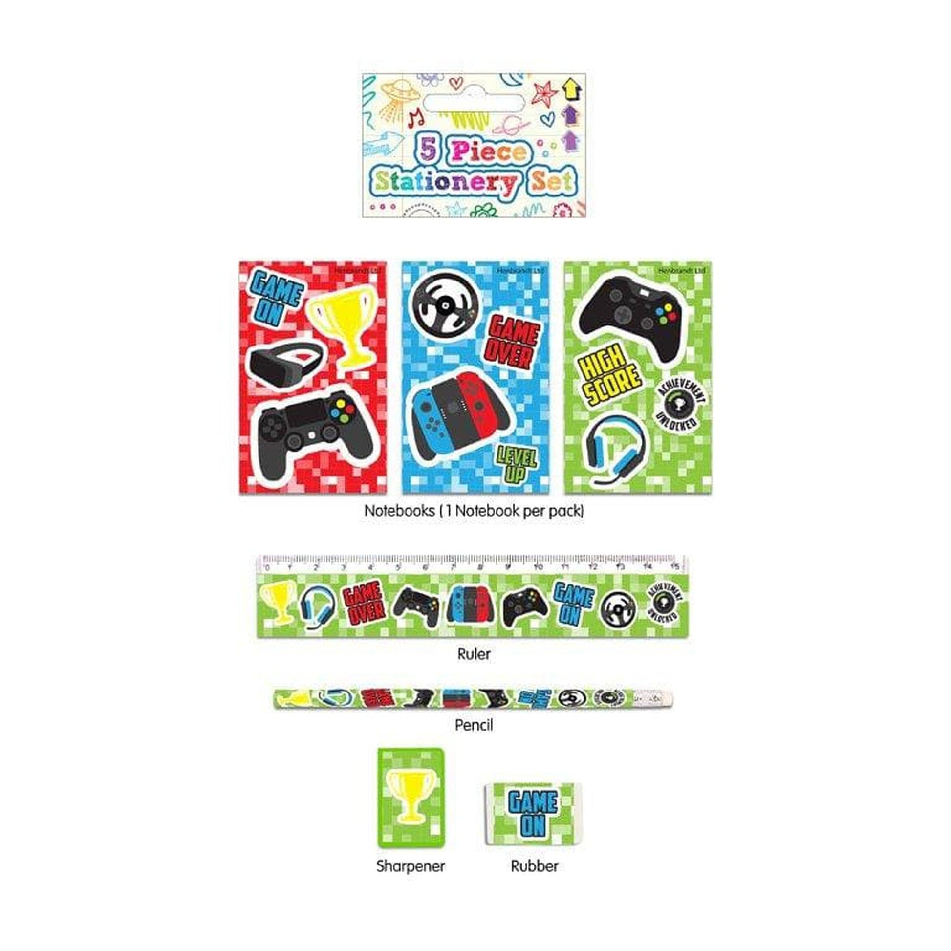 5pc Gamer Stationery Set - PoundToys