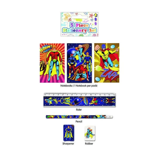 5pc Superhero Stationery Set - PoundToys