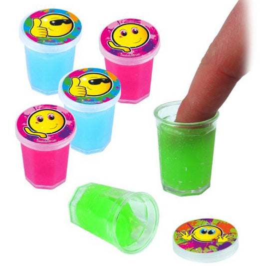 6 Pack Yellow Smile Mini Slime Tubs - PoundToys