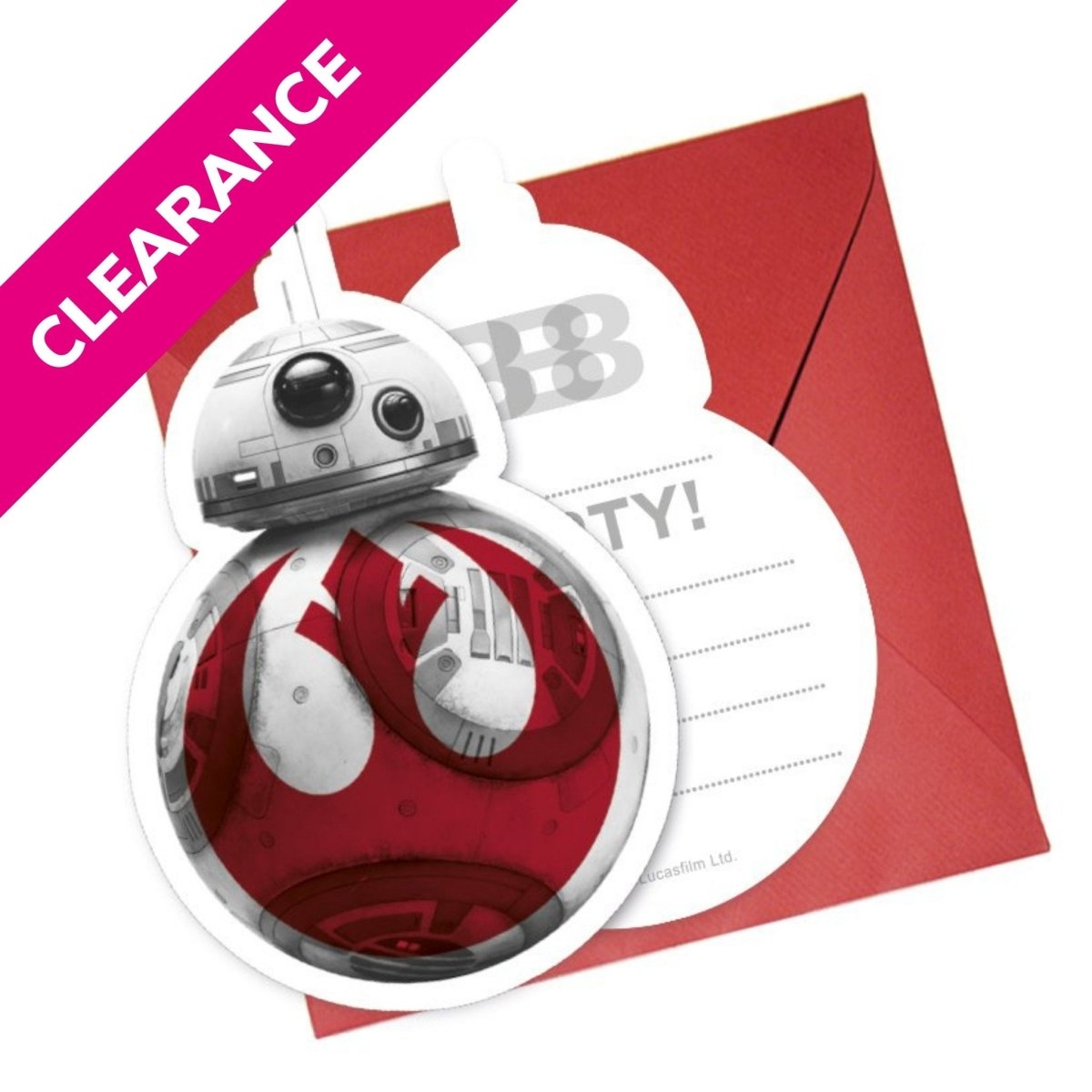 6 Star Wars Last Jedi invitation cards - PoundToys