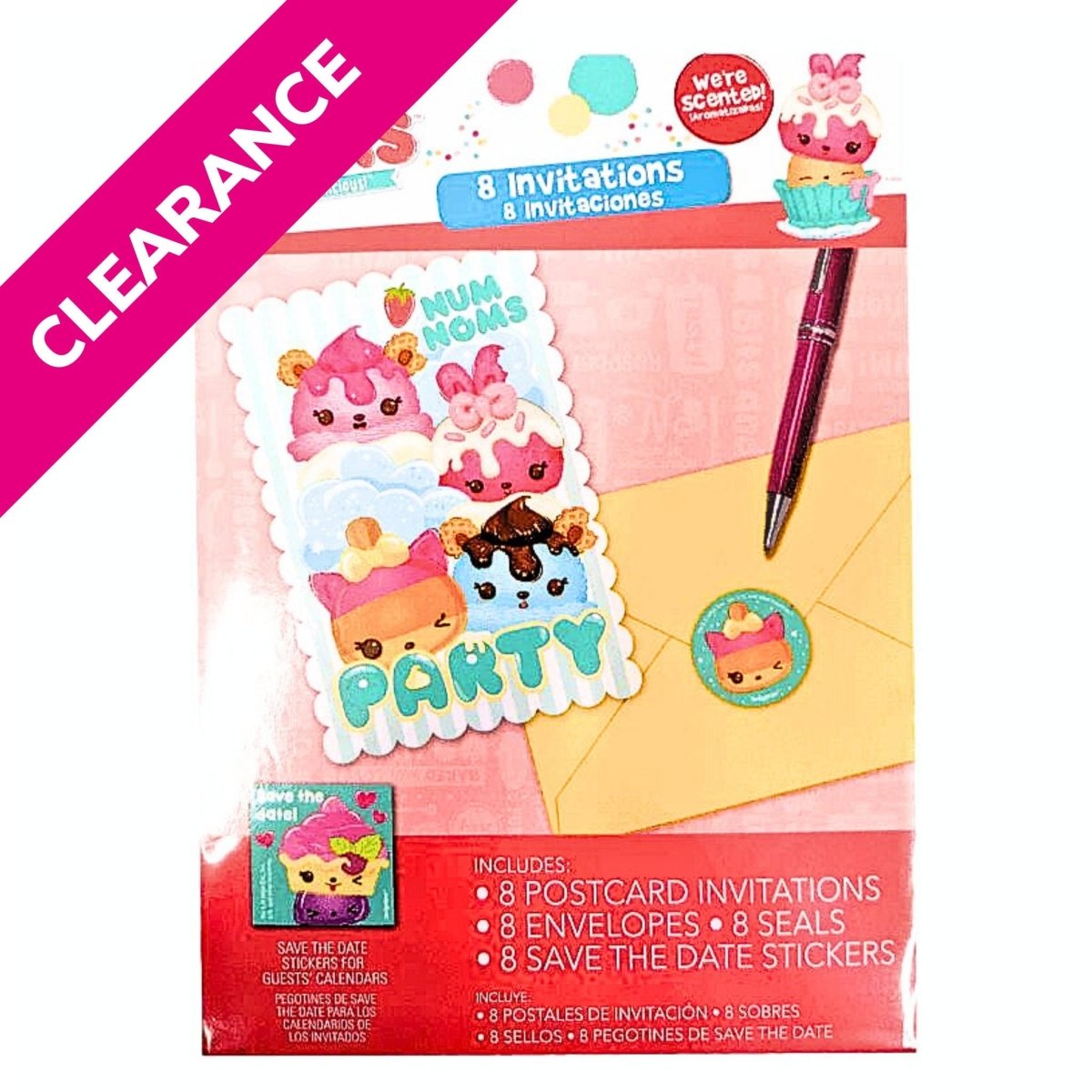 8 Num Noms Scented Invitations & Envelopes - PoundToys