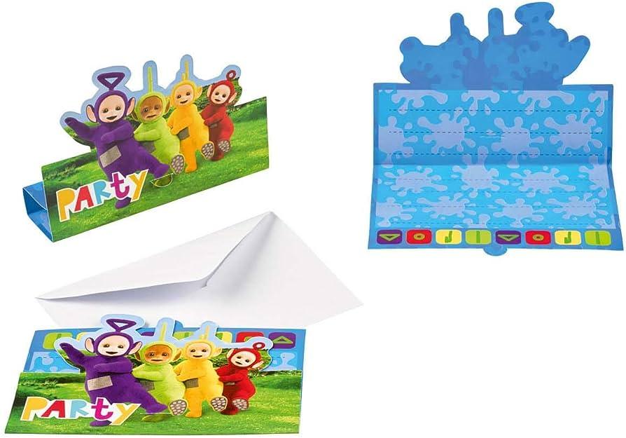 8 Pack Of Teletubbies Stand-up Invitation with Envelopes - PoundToys