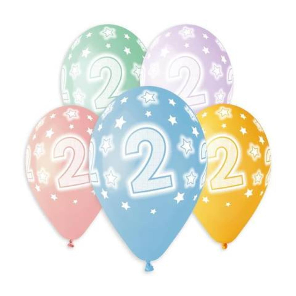 Pastel Number 2 Birthday Balloons - 10 Pack