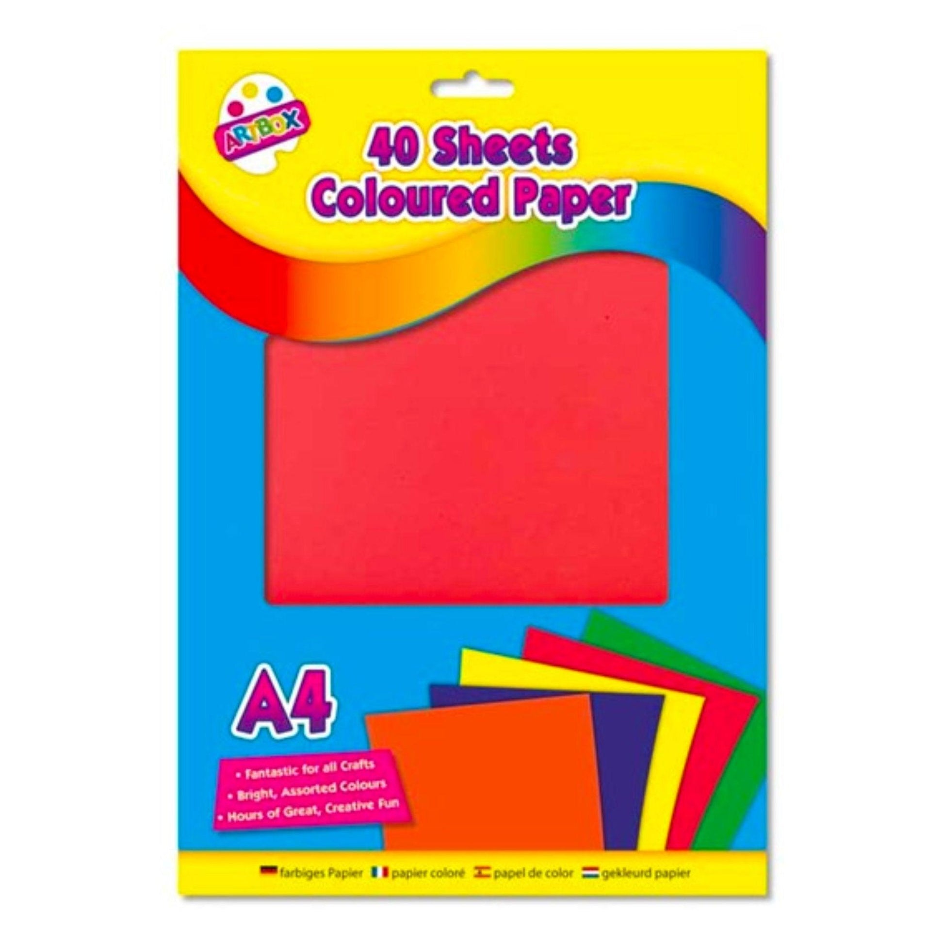 A4 Coloured Paper Sheets (40 Assorted Colours) - PoundToys