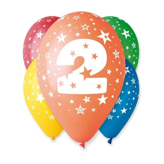 Age 2 With Stars Balloons (10 pack) - PoundToys