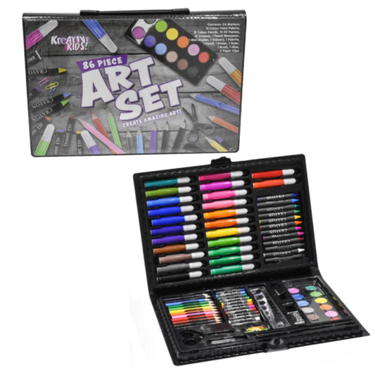 Art Set In Carry Case - 86 Pieces - PoundToys