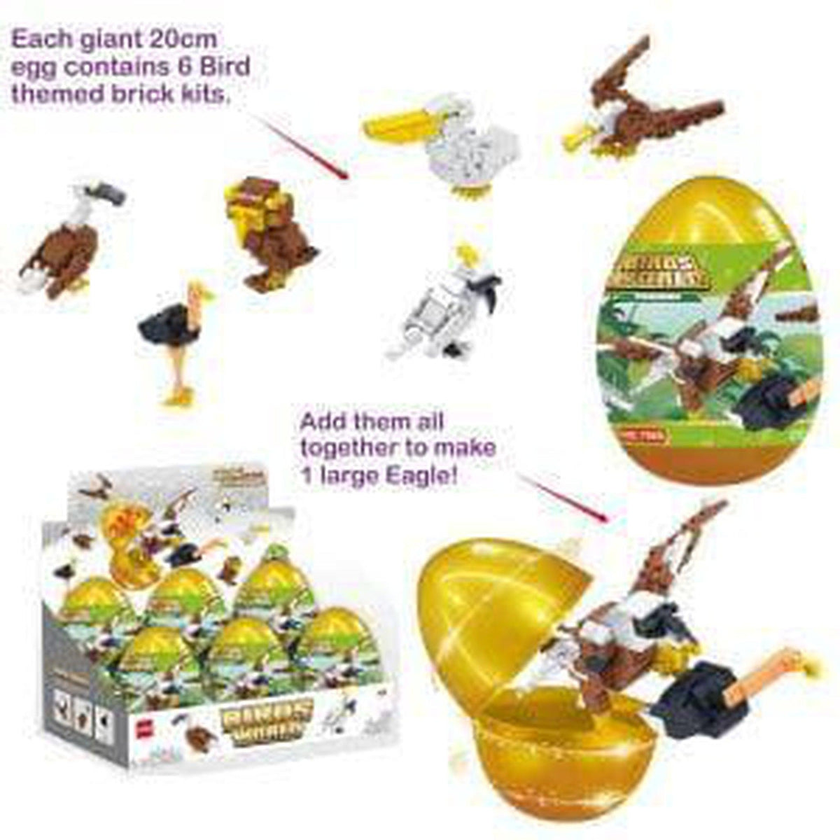 Birds Building Bricks Giant Egg 21x13cm - PoundToys