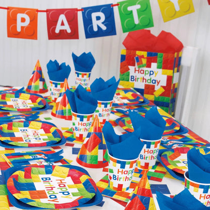 Building Blocks Party Hat 8pk - PoundToys