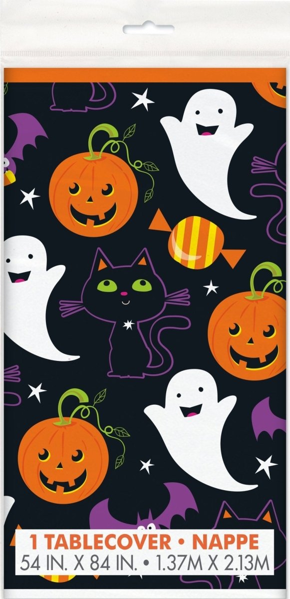 Cat & Pumpkin Rectangular Plastic Table Cover 54" x 84" - PoundToys