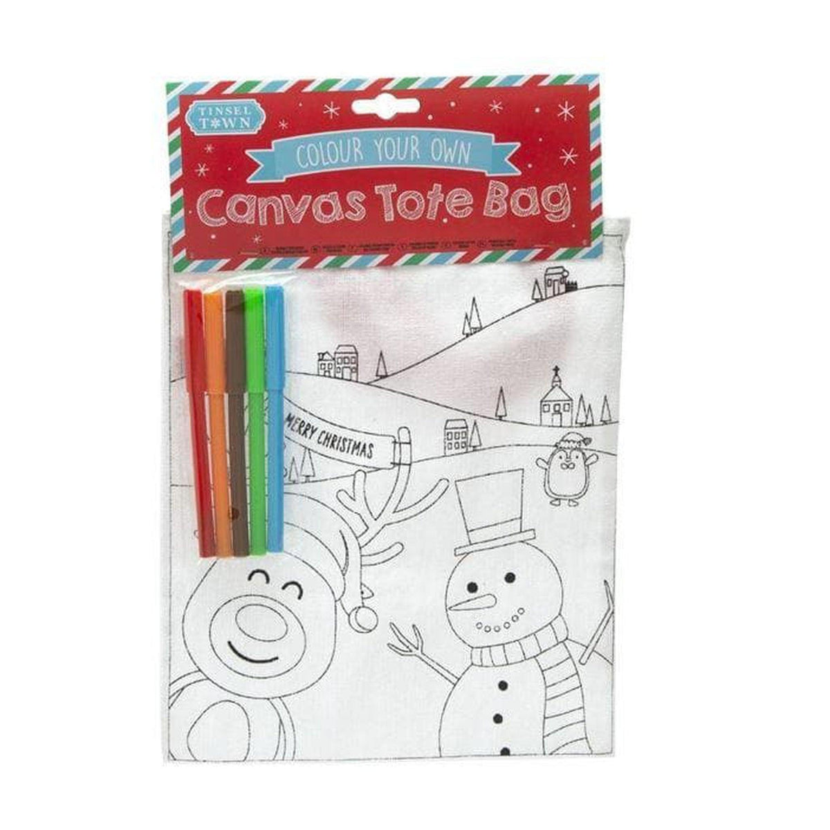 Christmas Colour Your Own Canvas Bag With Felt Tips - PoundToys