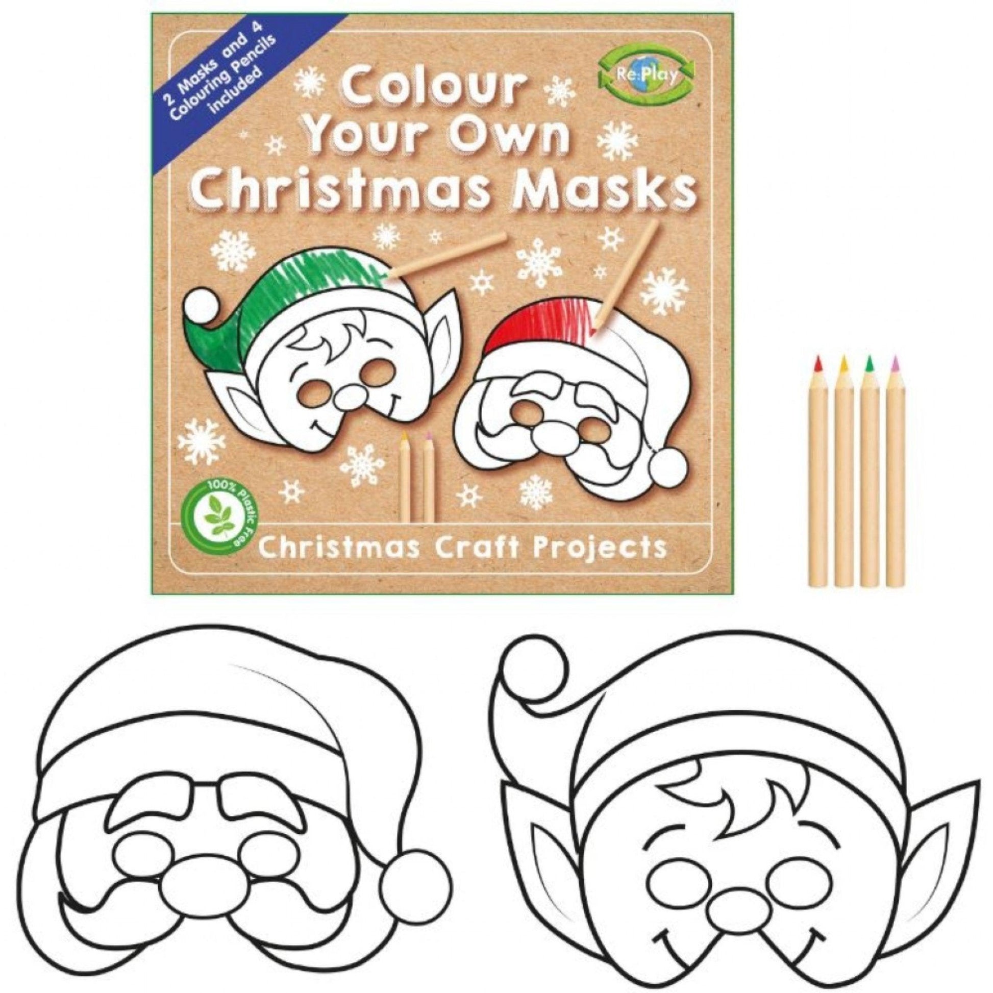 Christmas Colour Your Own Masks Eco Friendly - PoundToys