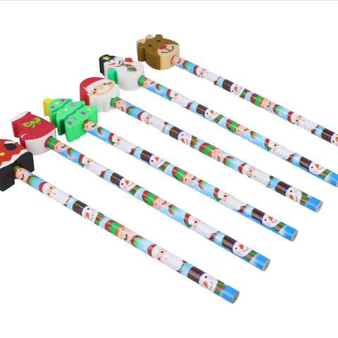 Christmas Pencils with Eraser Toppers - Kids Party Craft