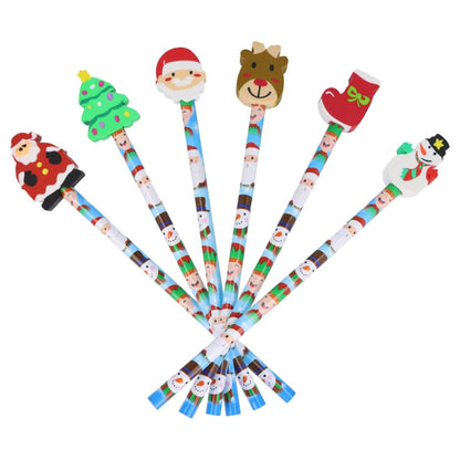 Christmas Pencils with Eraser Toppers - PoundToys