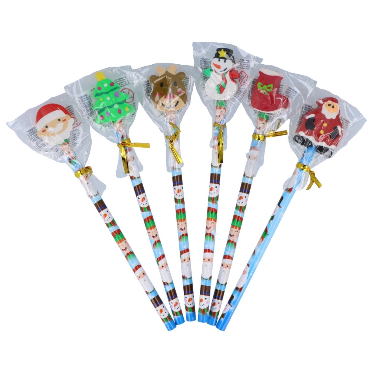 Christmas Pencils with Eraser Toppers - PoundToys