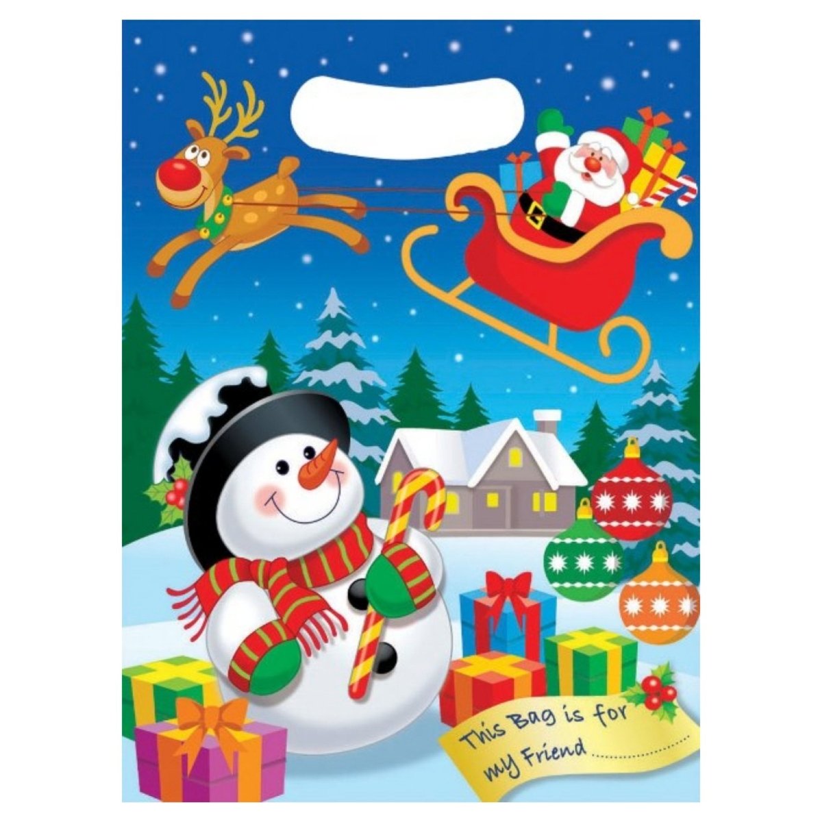 Christmas Plastic Party Bag 24x18cm - Kids Party Craft