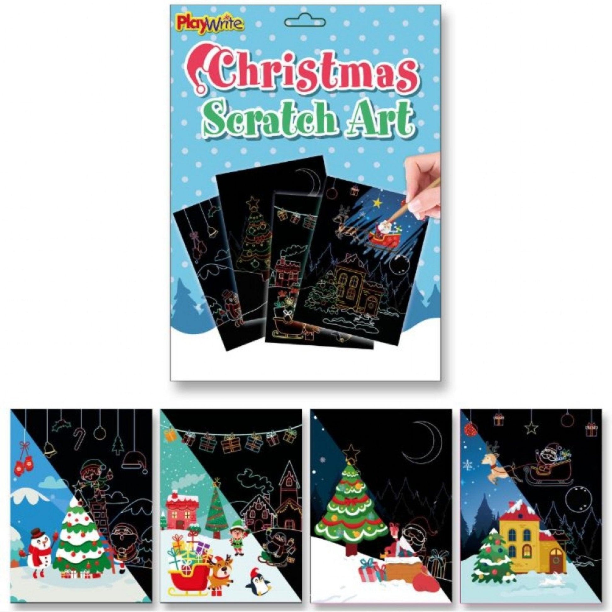 Christmas Scratch Art 4 sheets 19.5x15cm - PoundToys