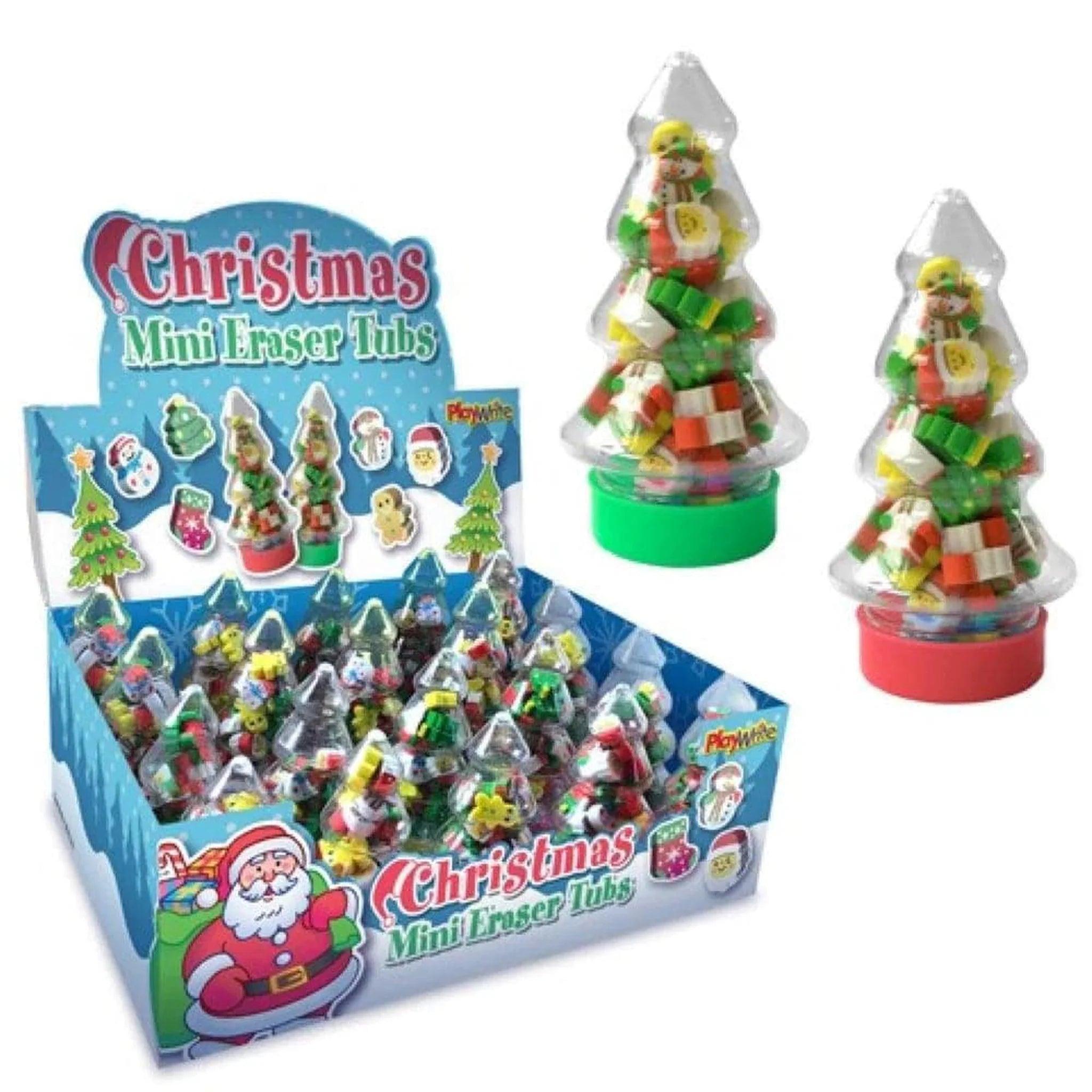 Christmas Tree Mini Eraser Tubs 9cm - PoundToys