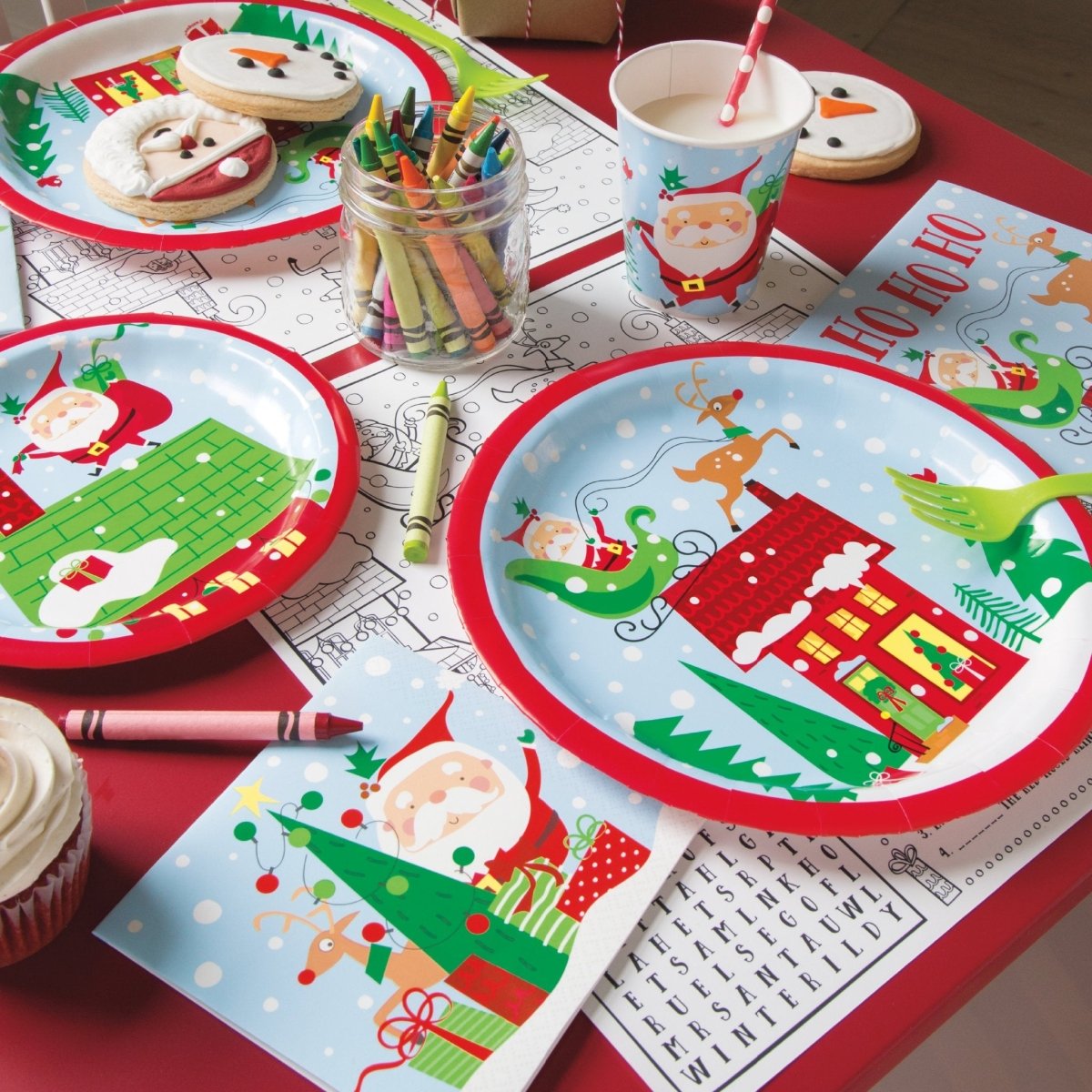 Colorful Santa Rectangular Plastic Table Cover 54" x 84" - PoundToys