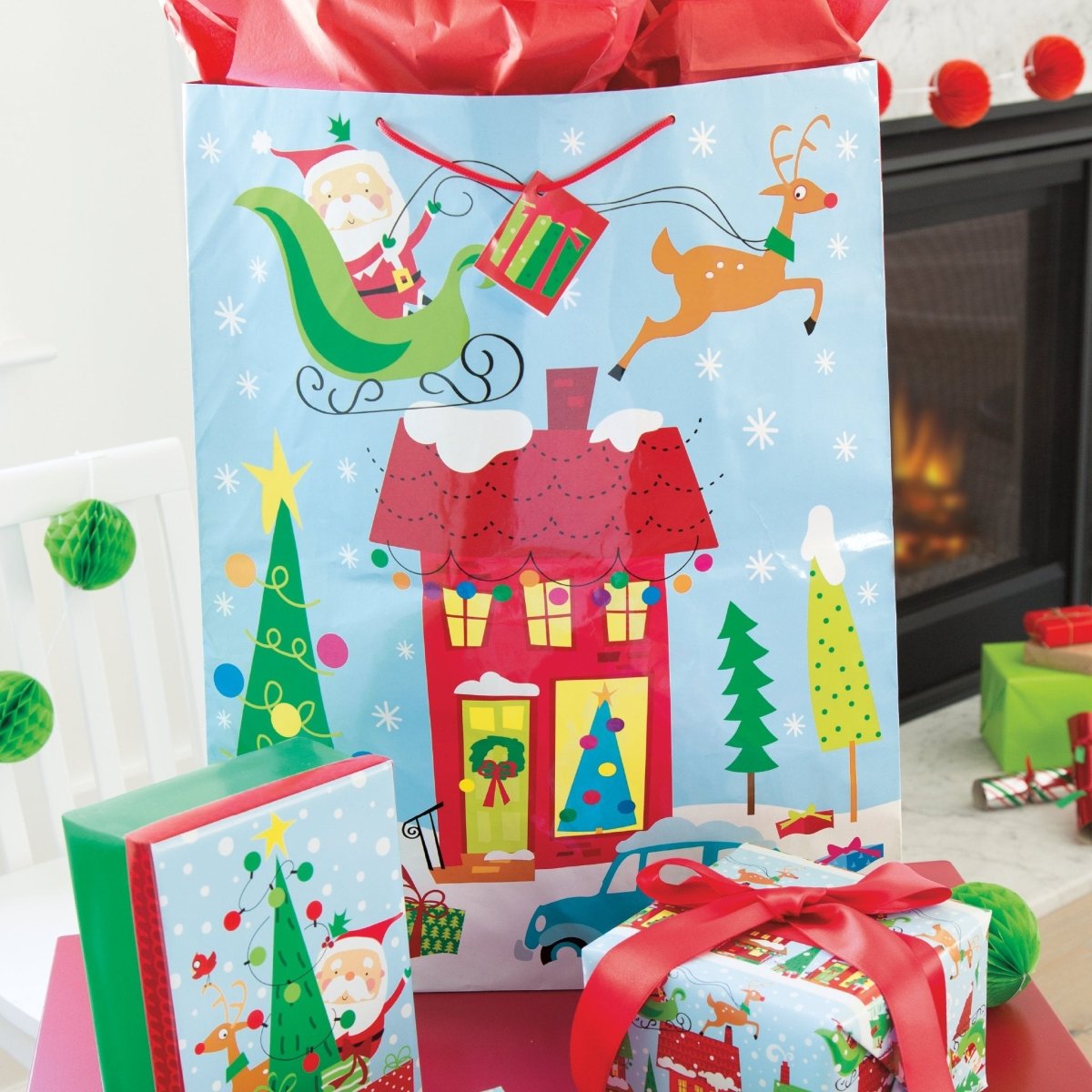 Colorful Santa Rectangular Plastic Table Cover 54" x 84" - PoundToys