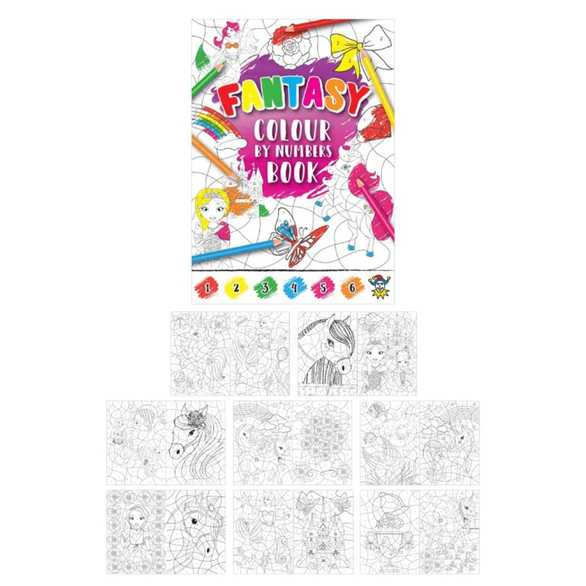 Colour By Numbers Fantasy World Book 10.5CM X 14.5CM - Kids Party Craft