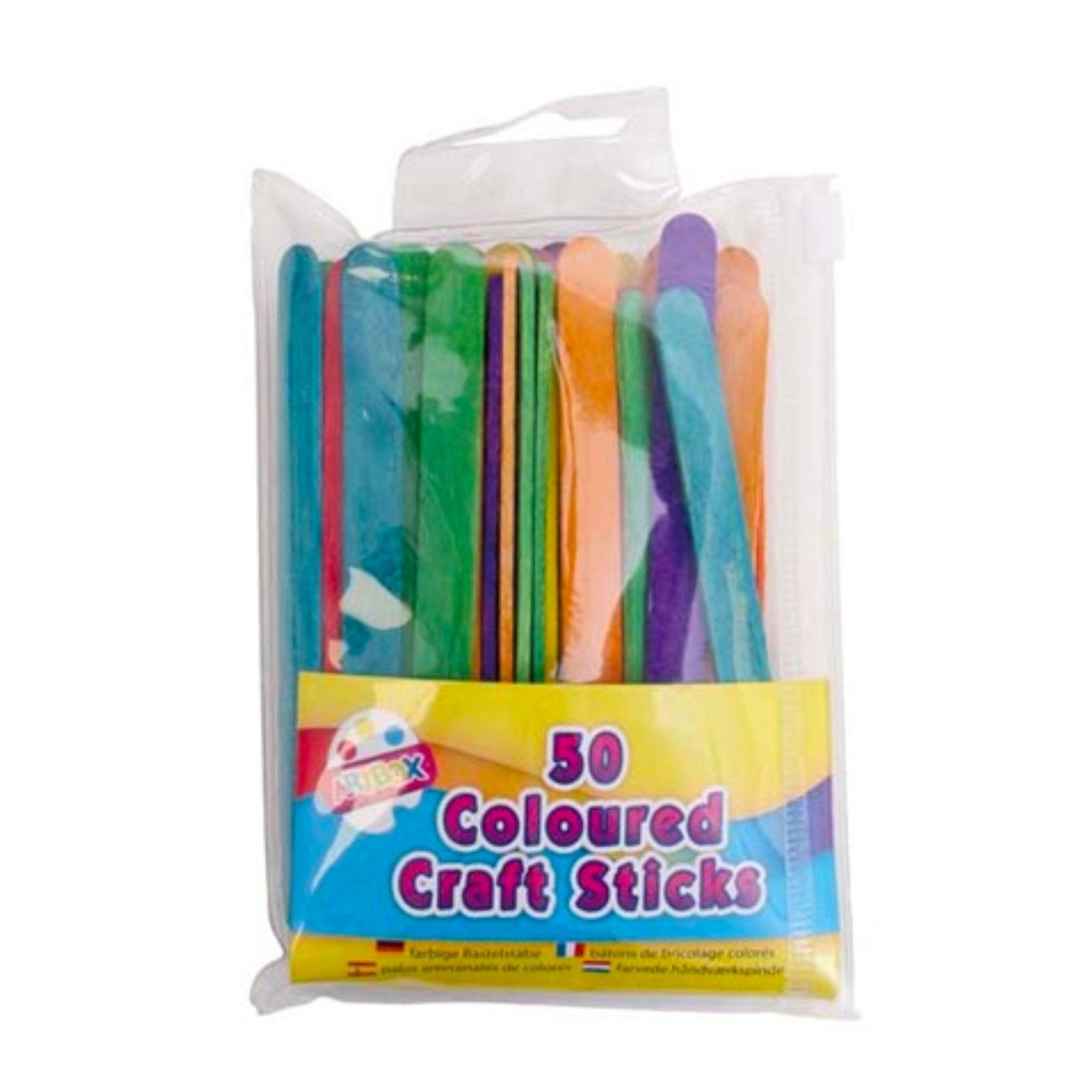 Coloured Craft Sticks (50 Pieces) - PoundToys