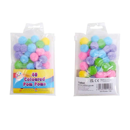 Coloured Pom Poms (40 Pieces) - PoundToys