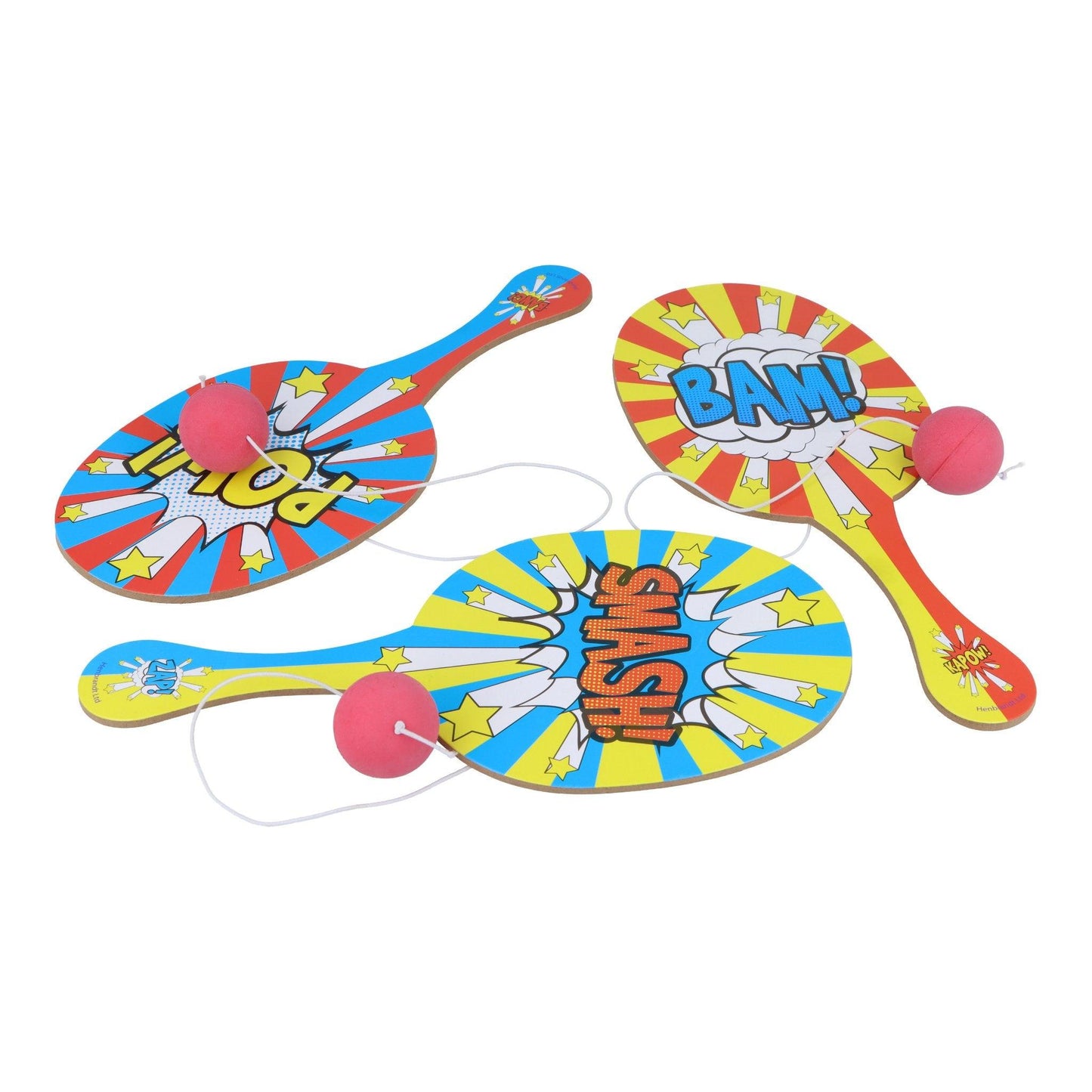 Comic Impact Wooden Paddle Bat and Ball Game (22cm) - PoundToys