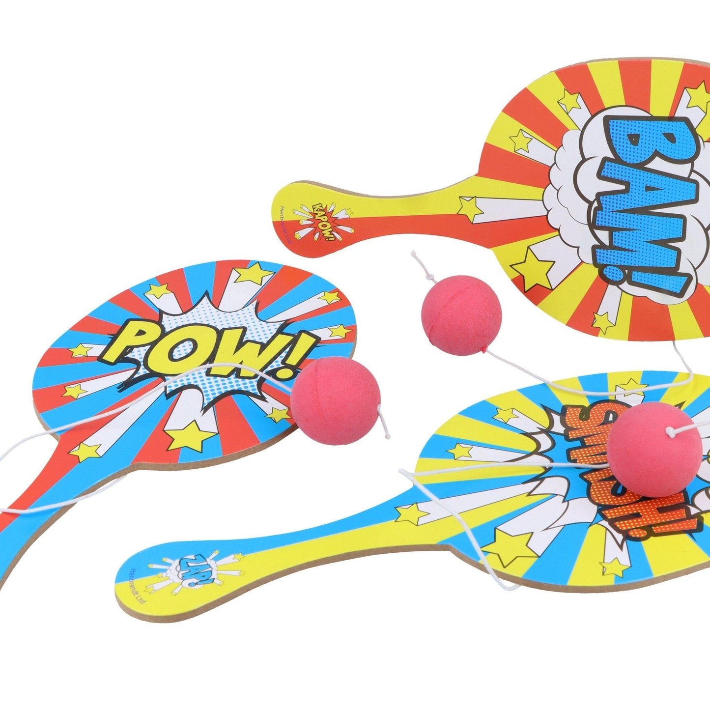 Comic Impact Wooden Paddle Bat and Ball Game (22cm) - PoundToys