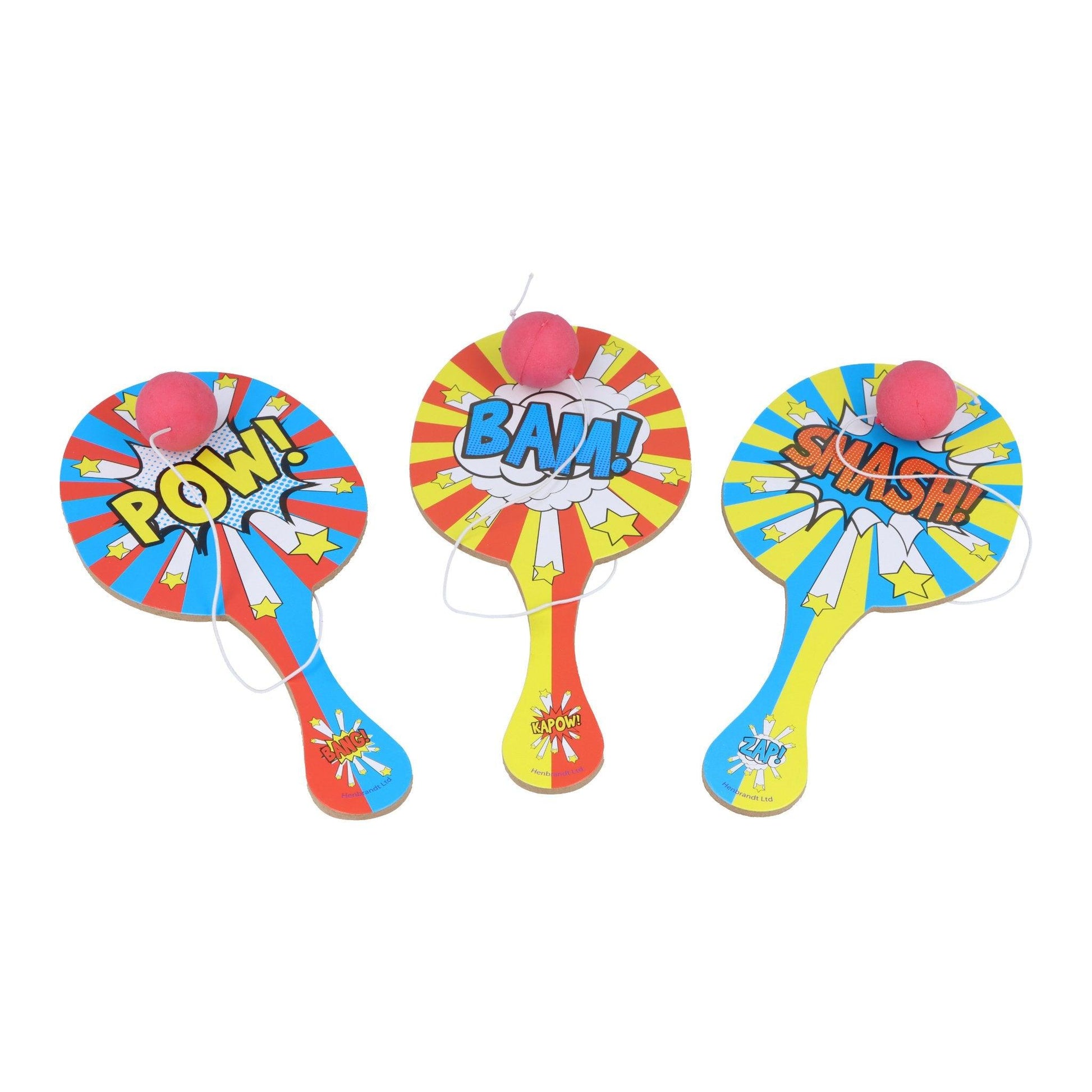 Comic Impact Wooden Paddle Bat and Ball Game (22cm) - PoundToys