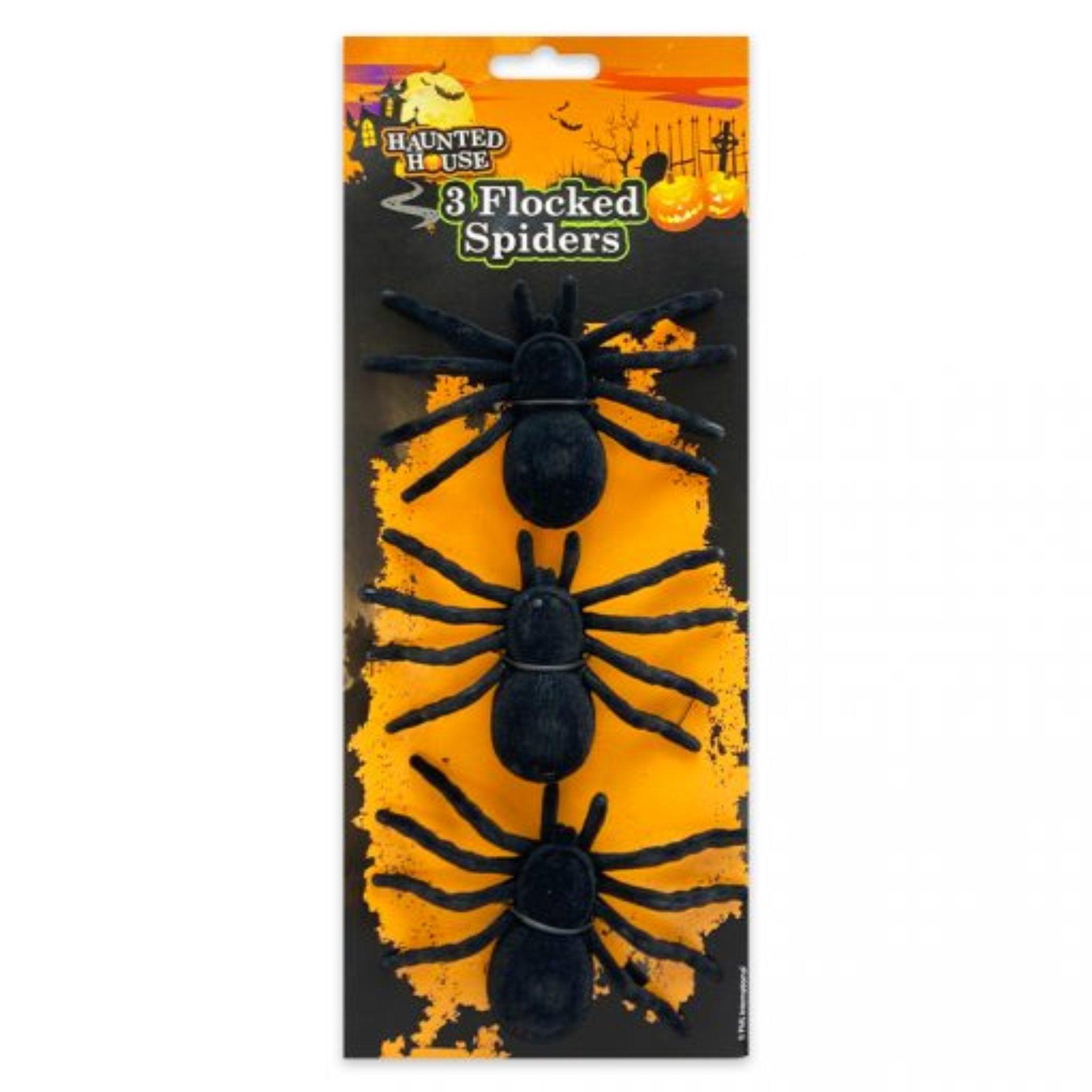 Creepy Flocked Spiders x 3 - PoundToys