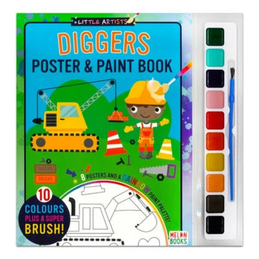 Diggers Poster & Paint Book - PoundToys