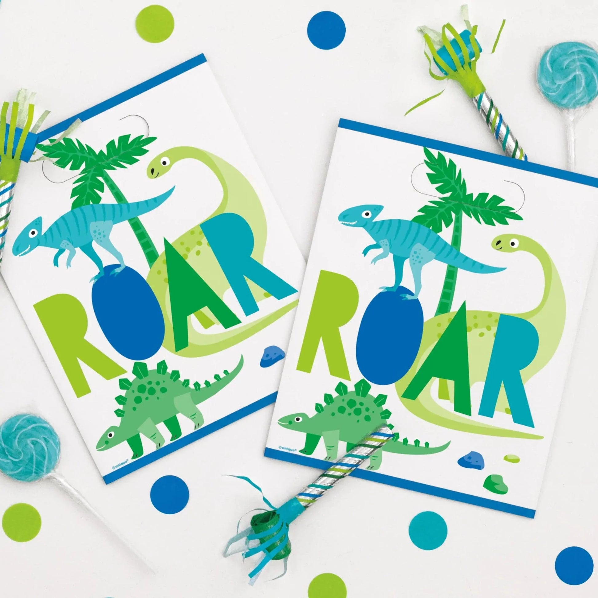 Dinosaur Blue & Green 7" Dessert Plates 8pk - PoundToys