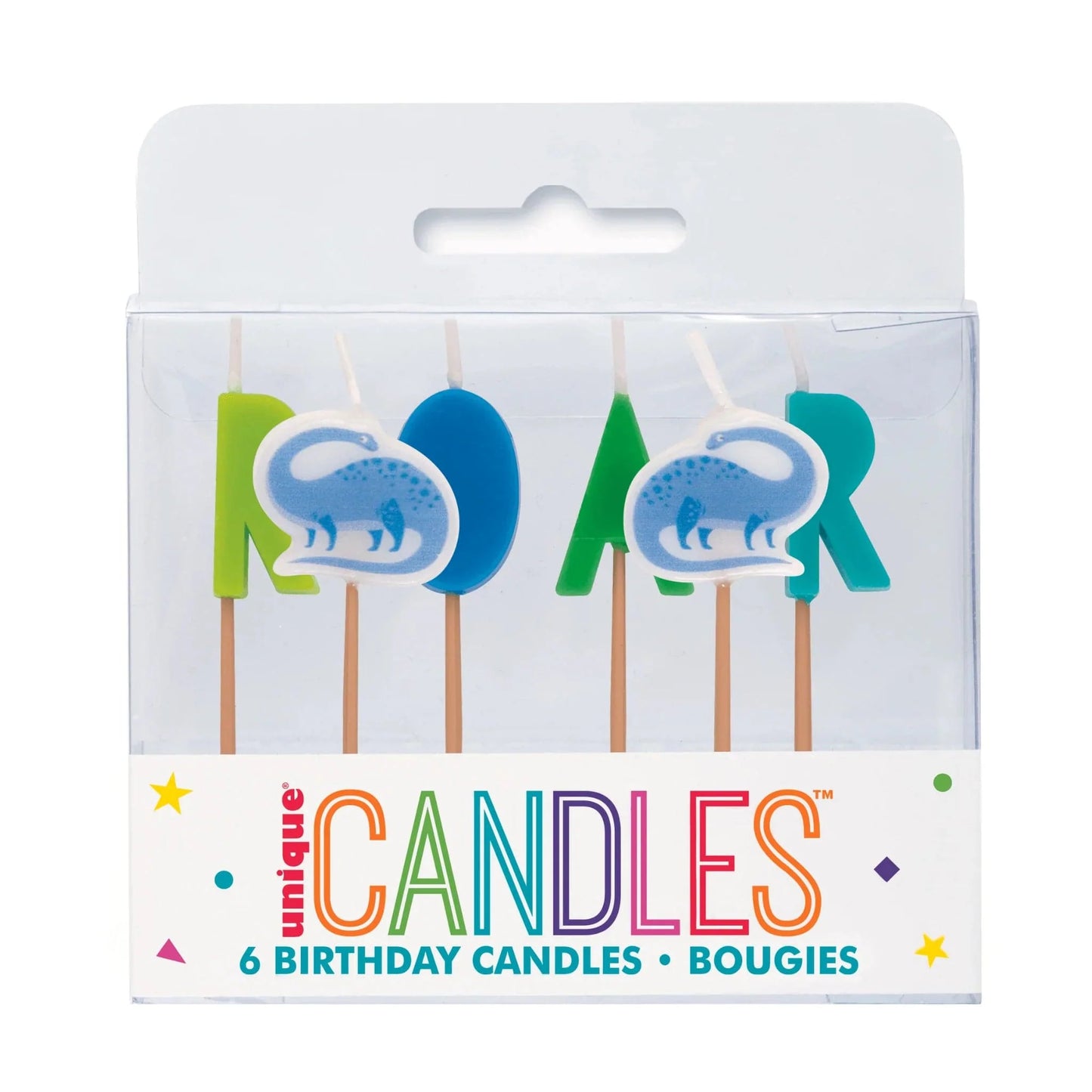 Dinosaur Blue & Green Birthday Candles 6pk - PoundToys