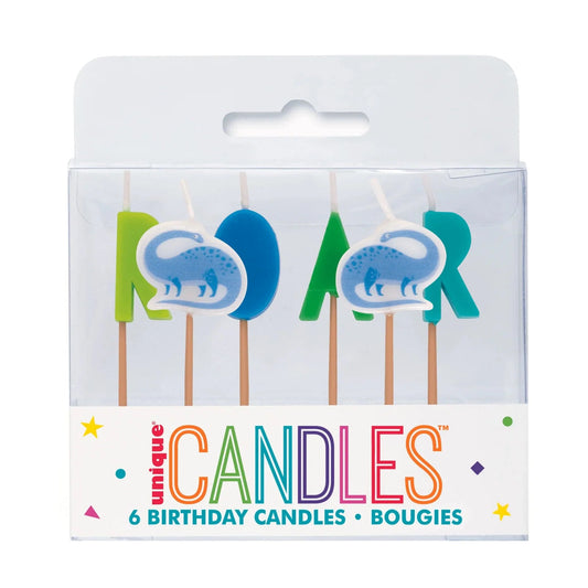 Dinosaur Blue & Green Birthday Candles 6pk - PoundToys