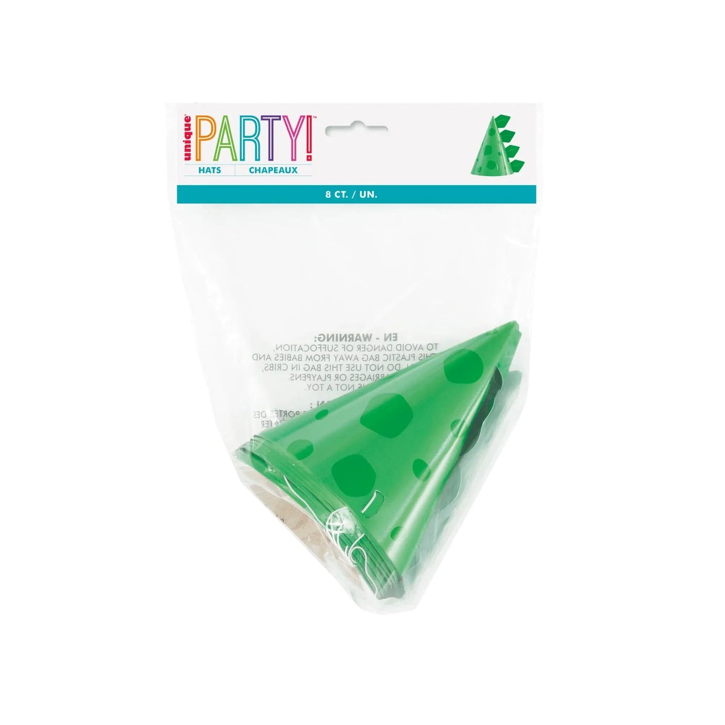 Dinosaur Blue & Green Party Hats 8pk - PoundToys