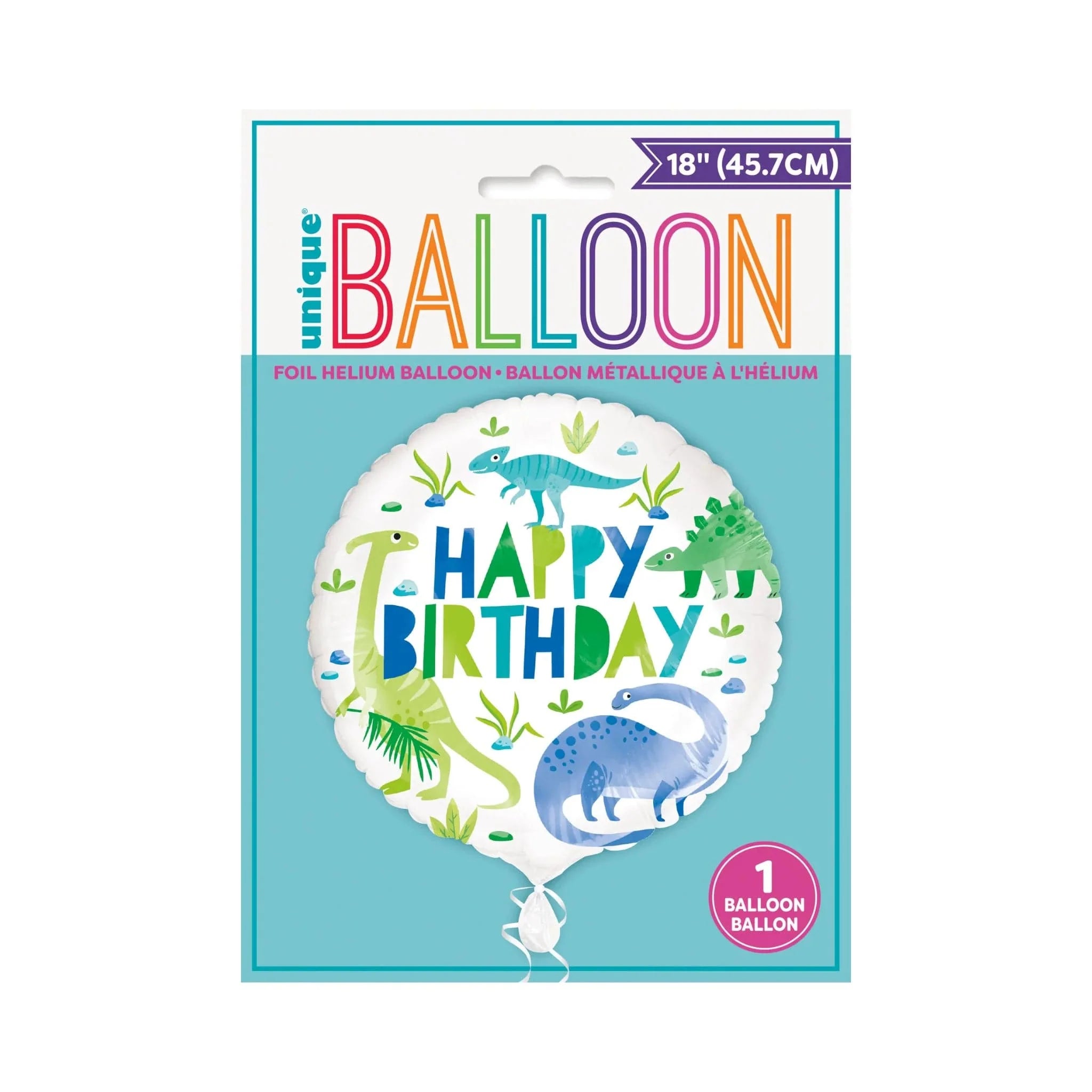 Dinosaur Blue & Green 18" Foil Balloon - Kids Party Craft