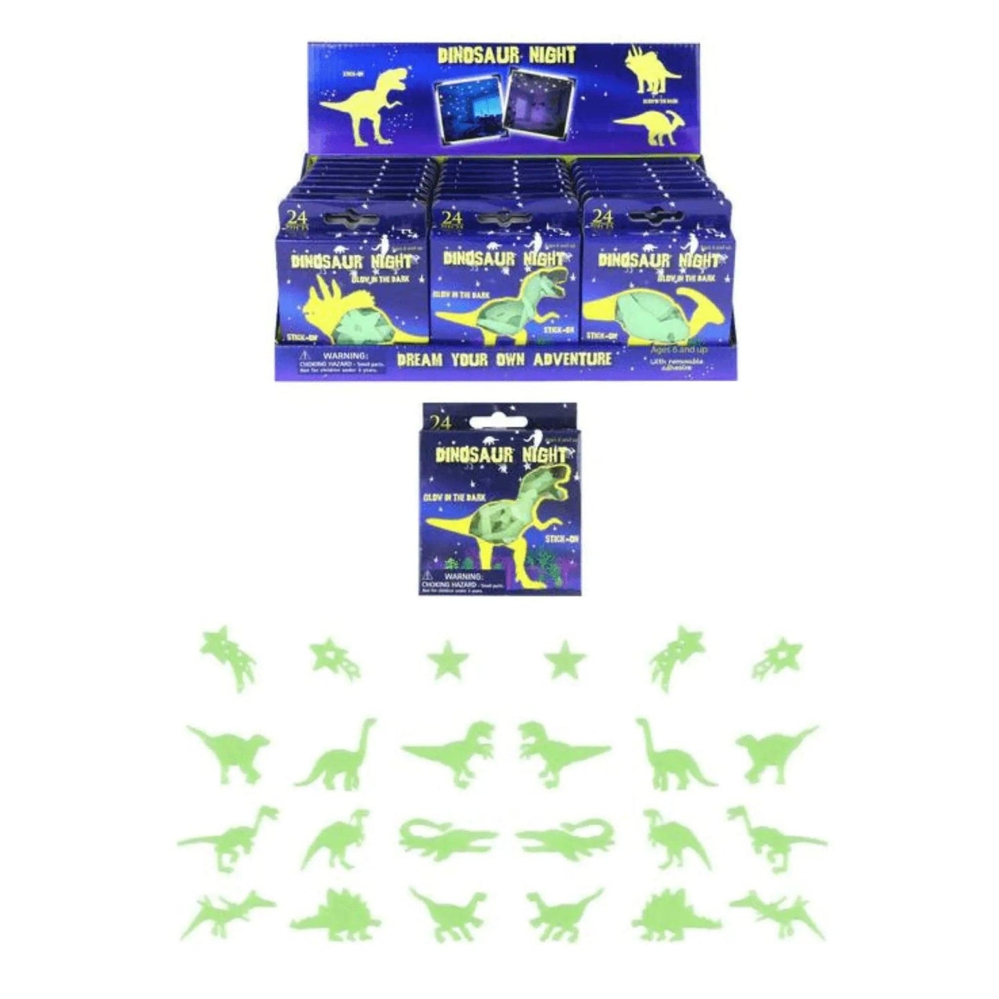 Dinosaur Glow In The Dark Plastic Stickers - PoundToys