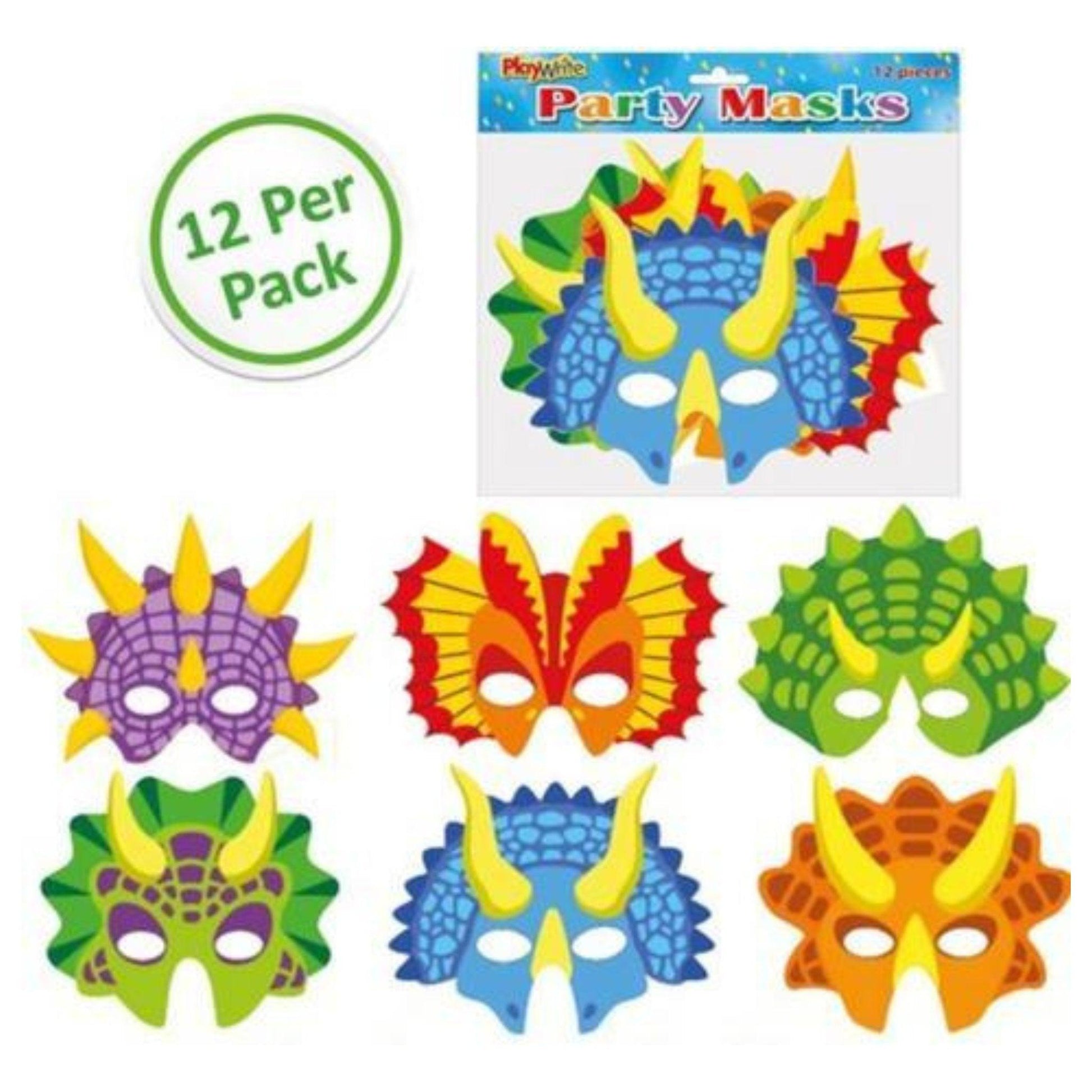 Dinosaur Masks 12 Pack - PoundToys