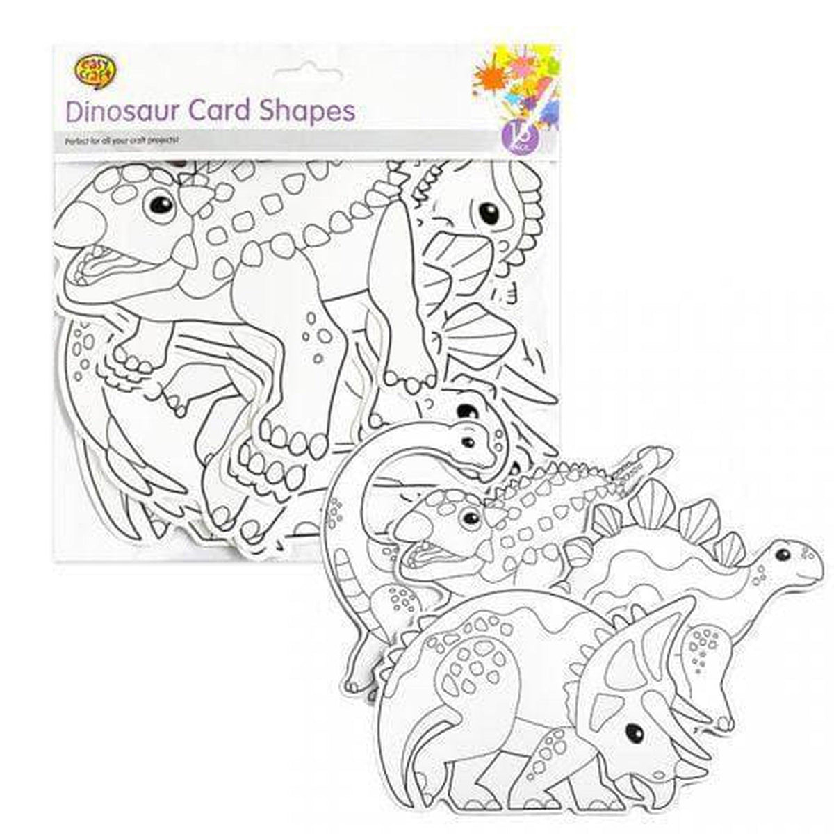 Dinosaur Pack 15 Colour In Card Shapes - PoundToys