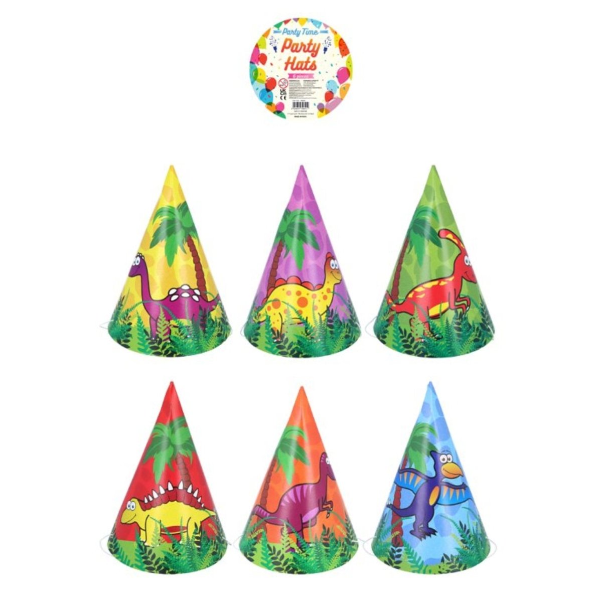 Dinosaur Party Cone Hats (16.5cm) - PoundToys